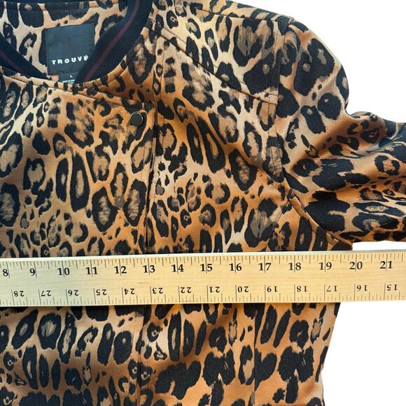 Trouve Leopard Peplum Jacket Women’s Large Animal Print Lined Zip - Picture 7 of 9